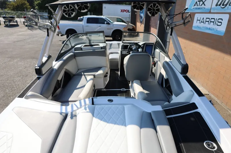Slide: The Image of 2020 Tigé R20 boat interior with sleek seating and modern dashboard design. - 18