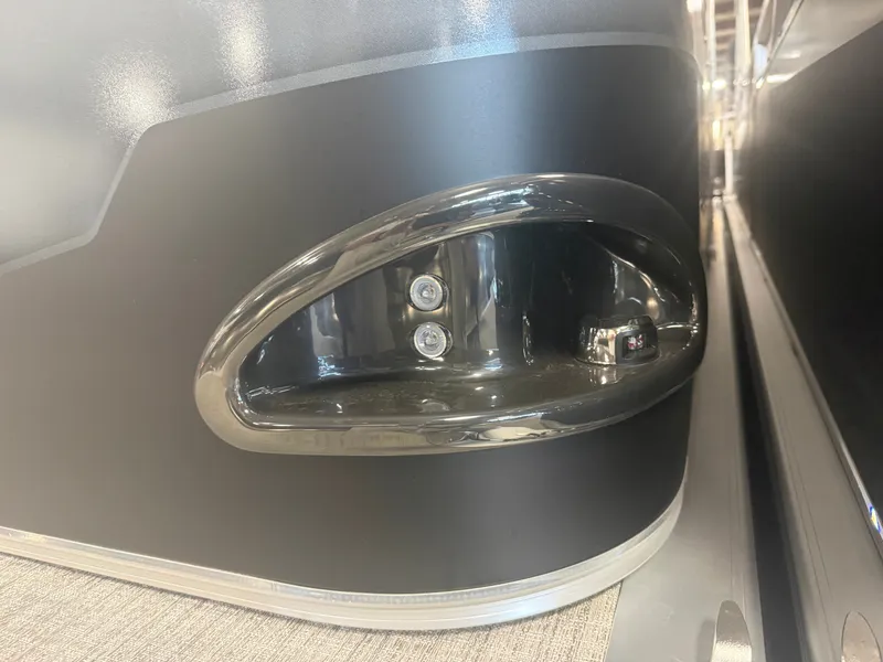 Slide: The Image of Close-up of a boat light with a shiny casing. - 38