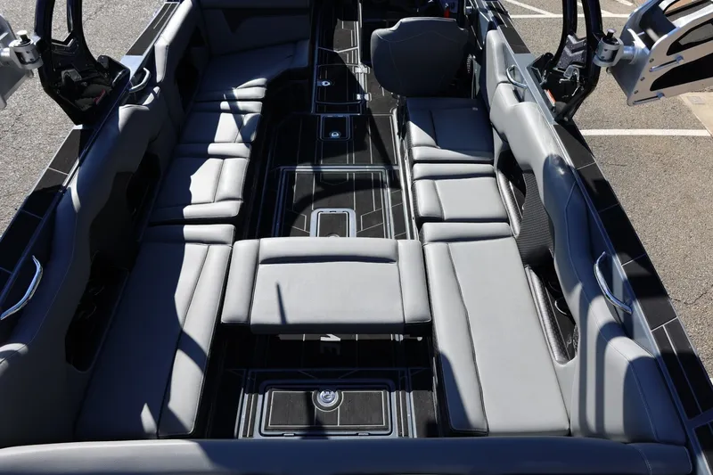 Slide: The Image of 2022 Supreme ZS252 boat interior with luxurious gray seating and sleek design. - 66