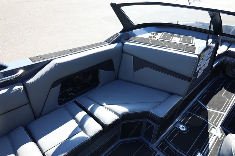 Slide: The Image of 2022 Supreme ZS252 boat interior with sleek gray seating and modern design. - 29