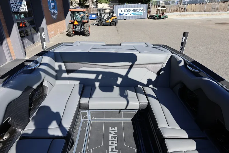 Slide: The Image of Interior of 2022 Supreme ZS252 boat with gray seating and modern design. - 65