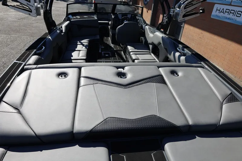 Slide: The Image of 2022 Supreme ZS252 boat interior with luxurious gray seating and modern design. - 20