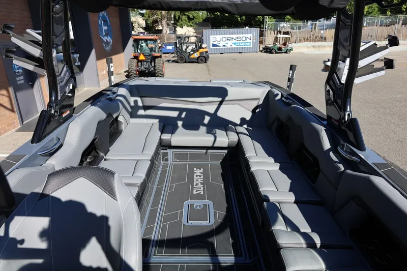 Slide: The Image of 2022 Supreme ZS252 boat interior with gray seating and modern design. - 63