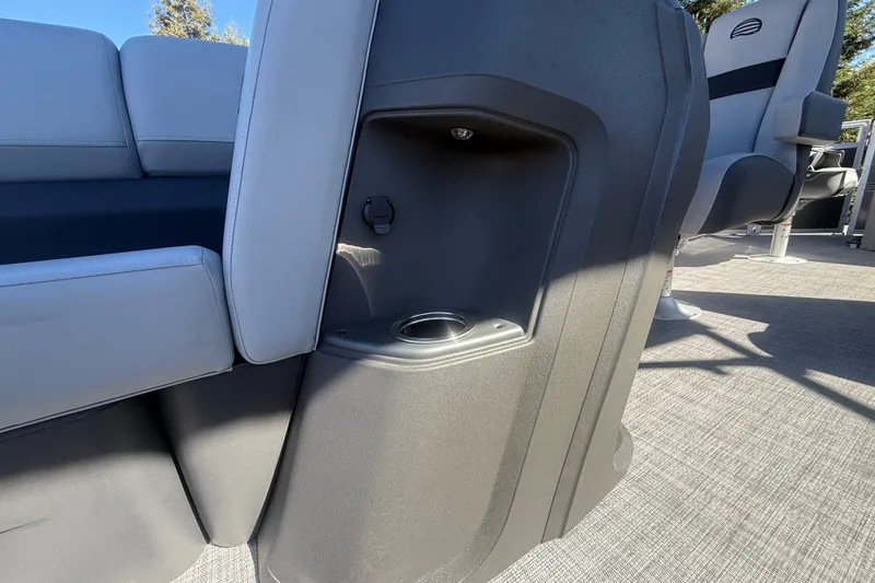 Slide: The Image of 2027 Sun Tracker SportFish 20 DLX interior with seating and cup holder. - 36