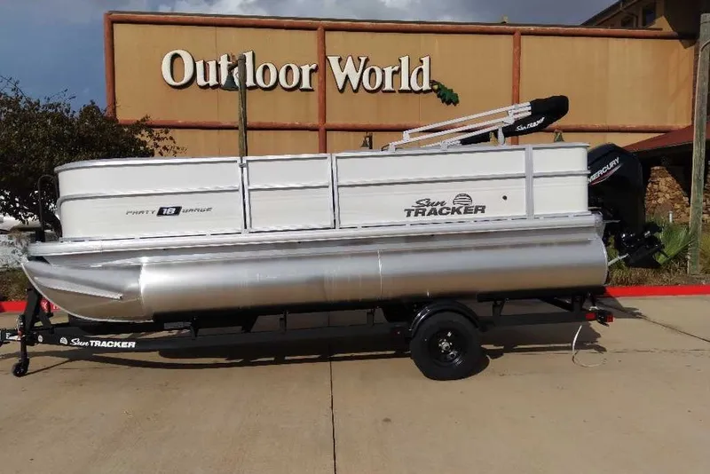 The Image of 2027 Sun Tracker Party Barge 18 DLX pontoon boat displayed at Outdoor World. - 0