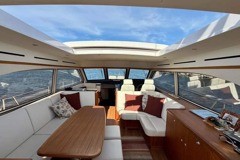 Slide: The Image of Luxurious interior of 2021 Elling E6 yacht with panoramic windows and elegant seating. - 21