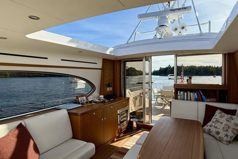 Slide: The Image of Luxurious interior of 2021 Elling E6 yacht with scenic water view. - 23