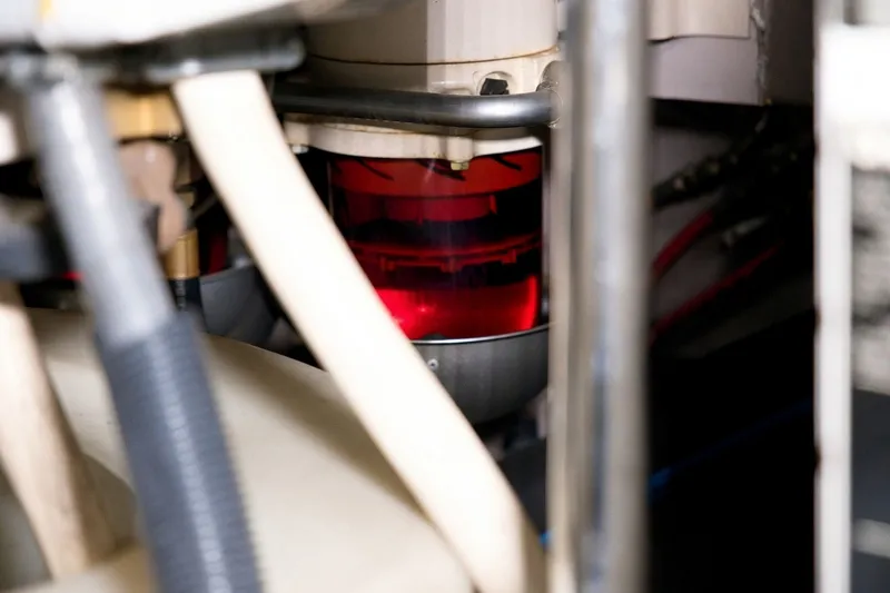 Slide: The Image of Engine compartment of a 2003 Sea Ray 450 Express Bridge with visible red filter. - 91