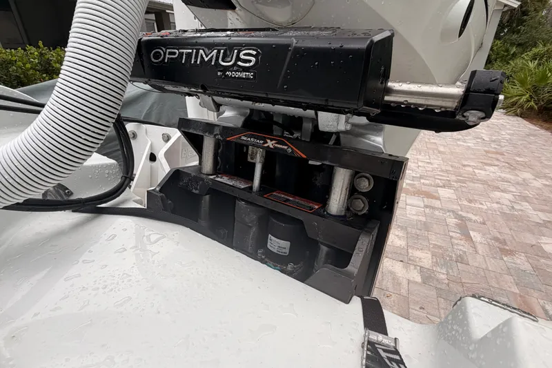 Slide: The Image of Close-up of Optimus steering system on 2021 Costa Custom Boats 264HC. - 38