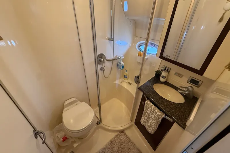 Slide: The Image of Bathroom interior of 2007 Sea Ray 40 Motor Yacht with shower and sink. - 79