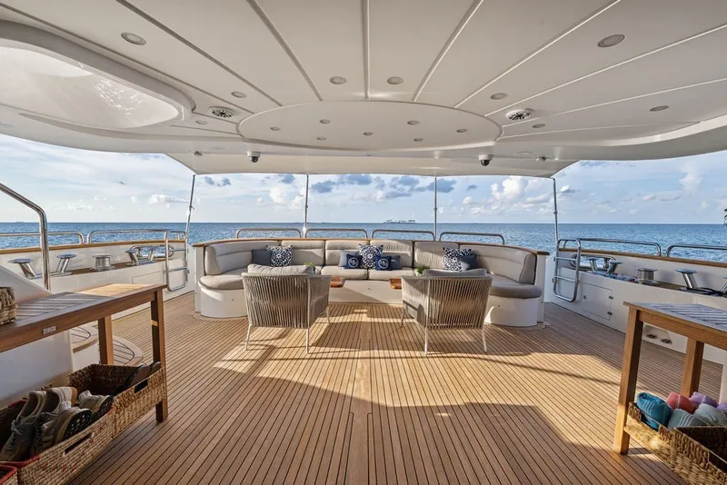 Slide: The Image of Luxurious deck of 2007 Benetti 120 Classic yacht with ocean view and elegant seating. - 22