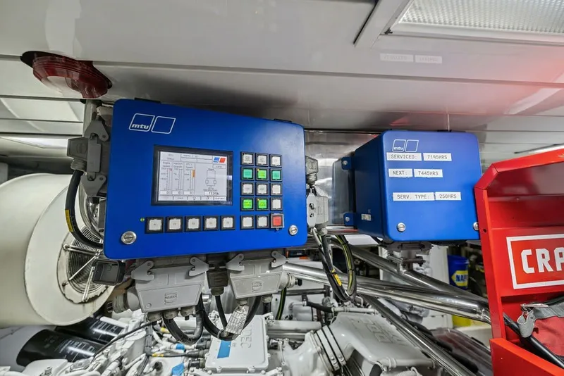 Slide: The Image of Engine room of 2007 Benetti 120 Classic yacht with MTU control panels. - 156