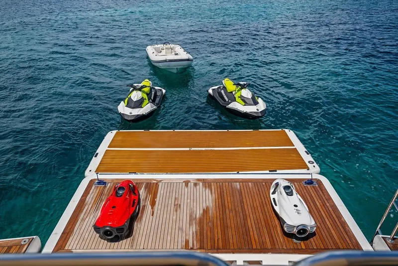 Slide: The Image of Luxury yacht Benetti 120 Classic with jet skis and sea scooters on deck, 2007 model. - 21