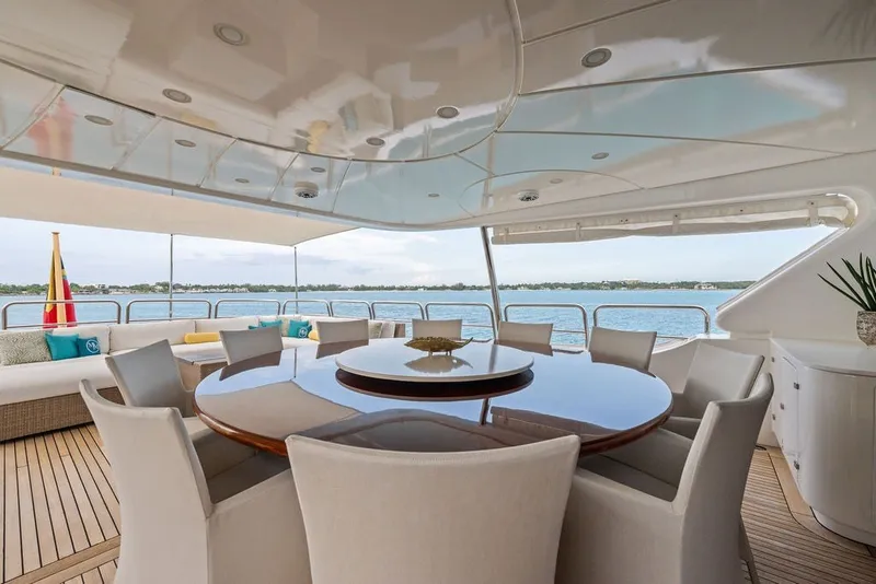 Slide: The Image of Luxurious dining area on 2007 Benetti 120 Classic yacht with ocean view. - 28