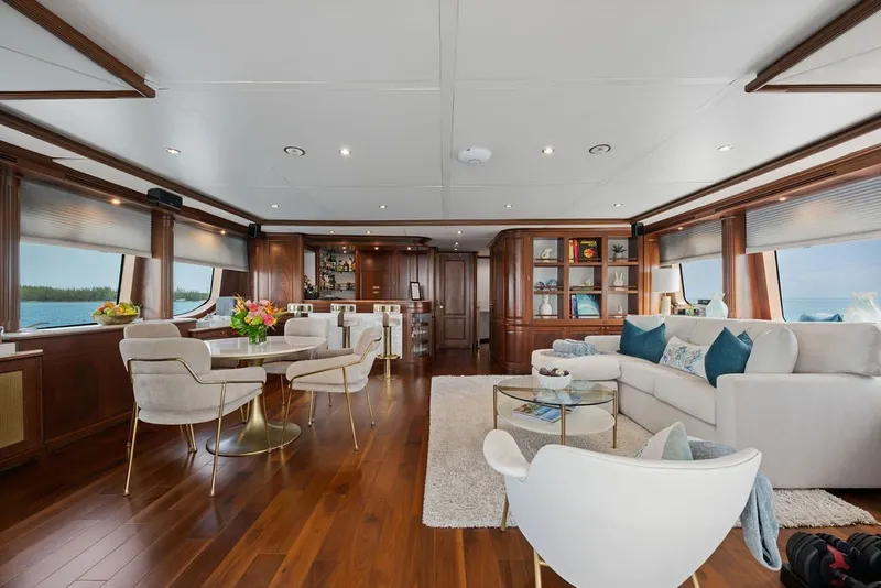 Slide: The Image of Luxurious interior of 2007 Benetti 120 Classic yacht with elegant furnishings and ocean view. - 80