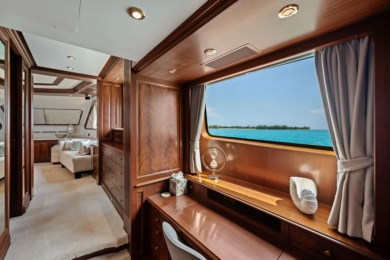 Slide: The Image of Luxurious interior of 2007 Benetti 120 Classic yacht with ocean view through large window. - 91