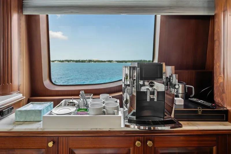 Slide: The Image of Luxury coffee station on 2007 Benetti 120 Classic yacht with ocean view. - 82