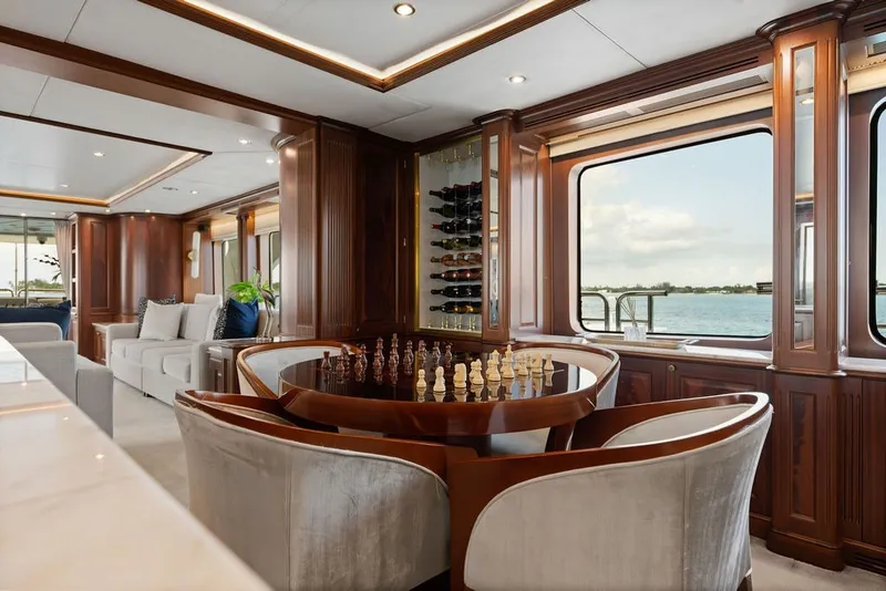 Slide: The Image of Luxurious interior of 2007 Benetti 120 Classic yacht with chess set and wine display. - 62