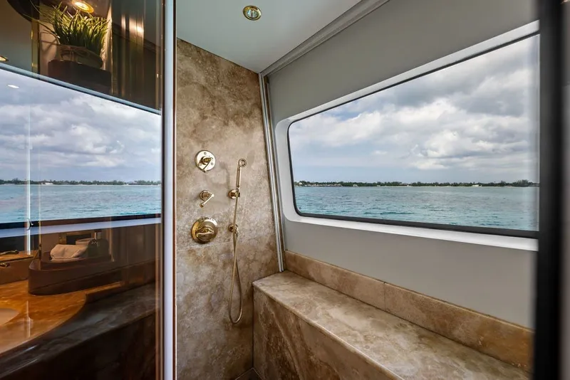 Slide: The Image of Luxurious bathroom with ocean view on 2007 Benetti 120 Classic yacht. - 105