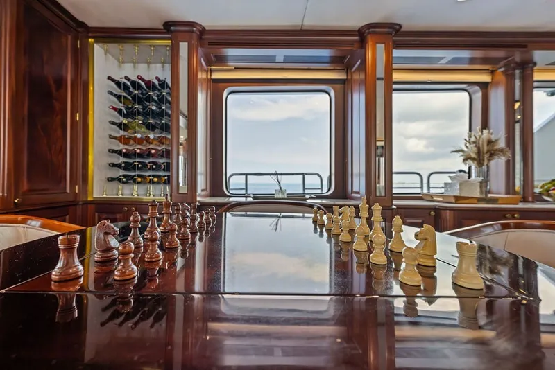 Slide: The Image of Luxurious yacht interior with chess set and wine rack, Benetti 120 Classic, 2007 model. - 63