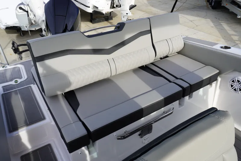 Slide: The Image of Luxury seating on 2027 Monterey Elite 23 OB boat, featuring sleek design and premium materials. - 3