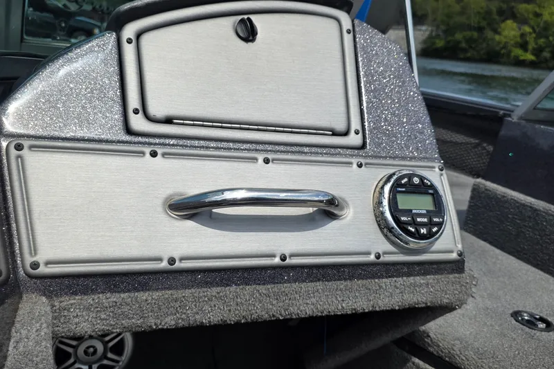 Slide: The Image of Dashboard of 2021 Ranger VS1882 WT boat with control panel and audio system. - 20