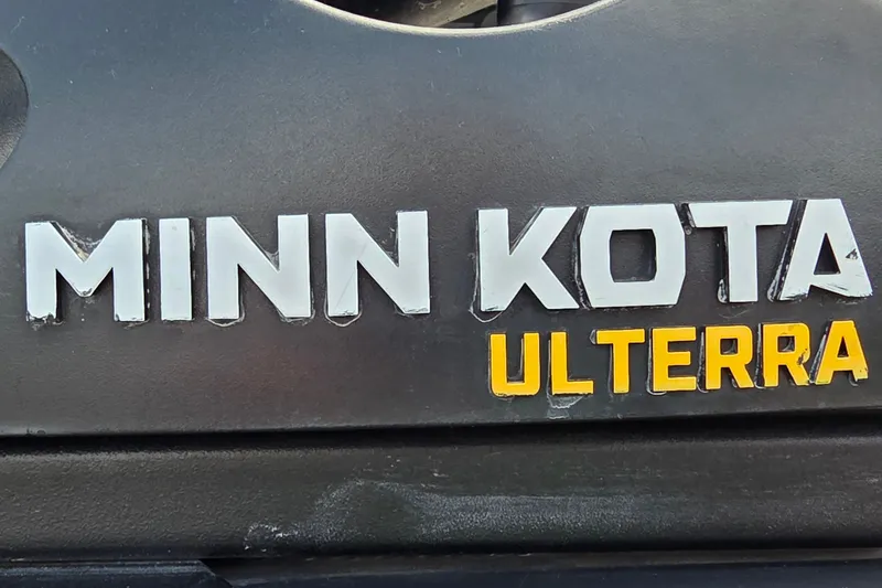 Slide: The Image of Close-up of Minn Kota Ulterra logo on 2021 Ranger VS1882 WT boat. - 9