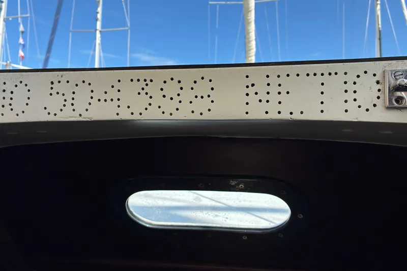Slide: The Image of Hinckley Bermuda 40 MKIII sailboat interior with perforated design, 1966 model. - 52