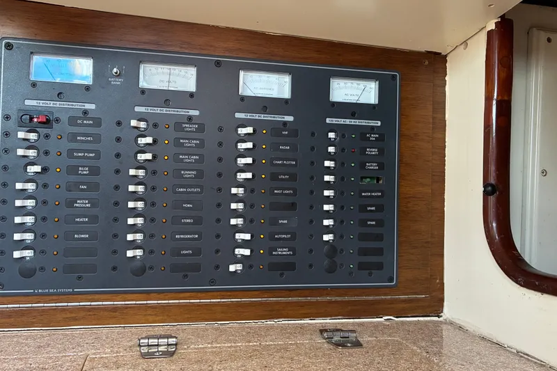 Slide: The Image of Electrical control panel on a 1966 Hinckley Bermuda 40 MKIII sailboat. - 23