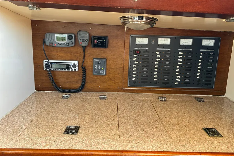 Slide: The Image of Electrical panel and radio equipment on a 1966 Hinckley Bermuda 40 MKIII sailboat. - 22