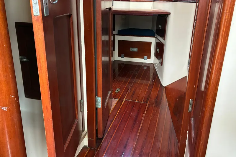 Slide: The Image of Interior of 1966 Hinckley Bermuda 40 MKIII sailboat with polished wood finish. - 36