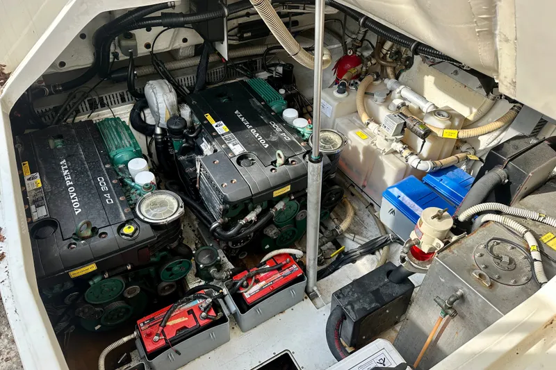 Slide: The Image of Engine room of a 2015 Azimut Atlantis 38 with Volvo Penta engines. - 12