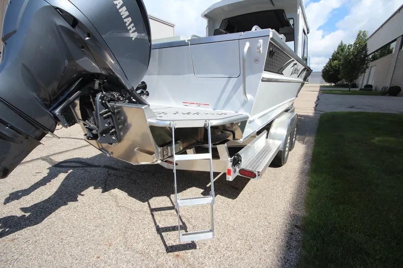 Slide: The Image of 2027 Weldcraft 240 Ocean King boat with Yamaha motor and ladder on trailer. - 10