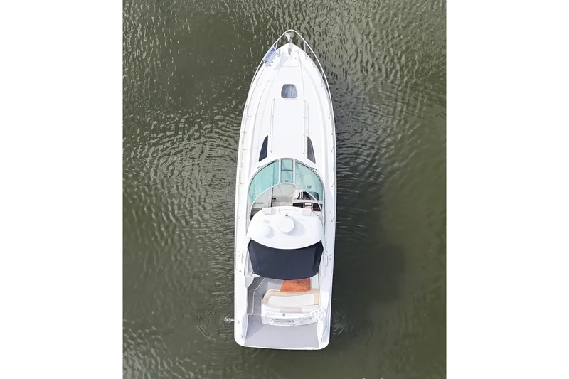 Slide: The Image of Aerial view of 2008 Sea Ray Sundancer 330 yacht on calm water. - 5