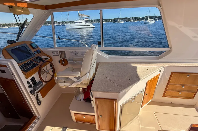 Slide: The Image of Interior of 2008 True North 34 boat with helm and ocean view. - 41