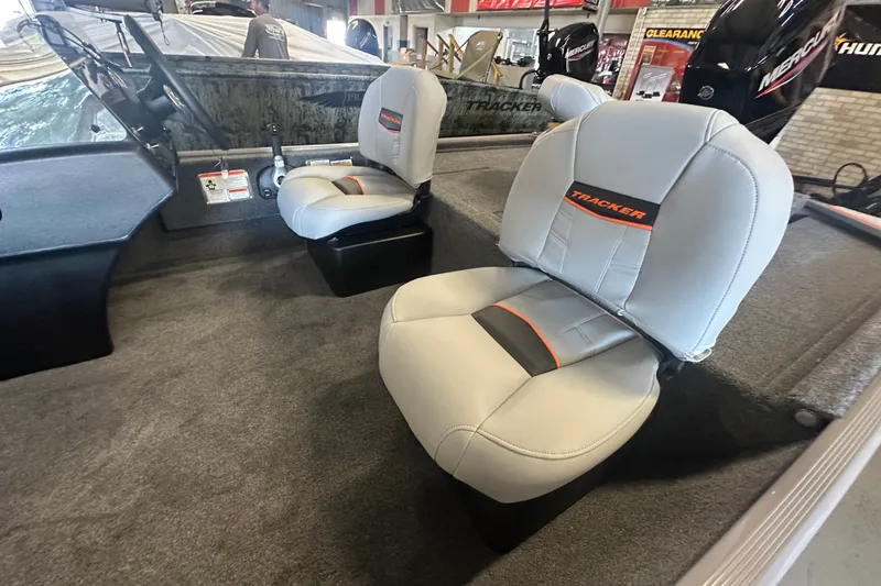 Slide: The Image of Interior of 2027 Tracker Bass Tracker Classic Limited boat with cushioned seats. - 40
