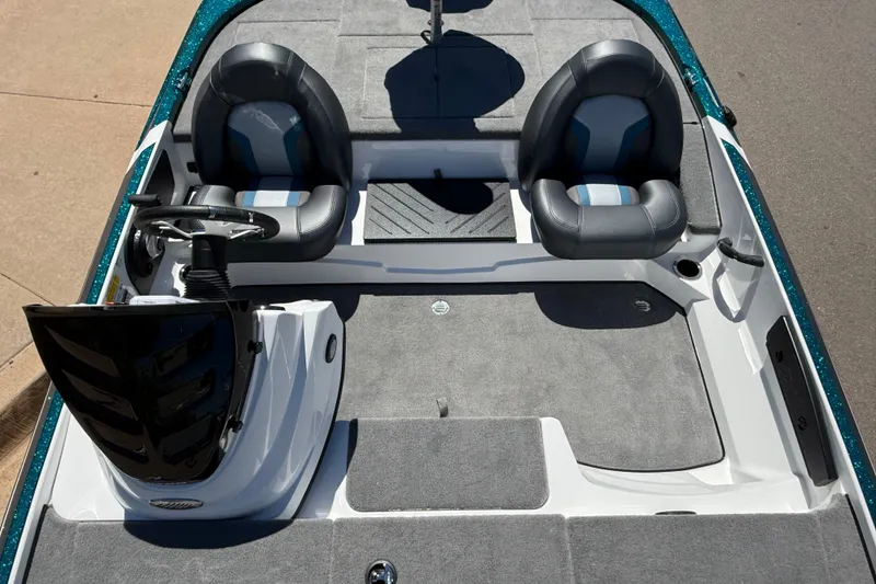Slide: The Image of 2027 Nitro Z17 boat interior with dual seats and steering console. - 6
