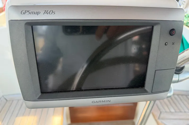 Slide: The Image of Garmin GPSmap 740s on 1983 Tayana Aft Cockpit yacht, displaying navigation equipment. - 20