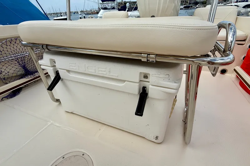 Slide: The Image of Grady-White Fisherman 180 boat with Engel cooler under cushioned seat, 2026 model. - 21