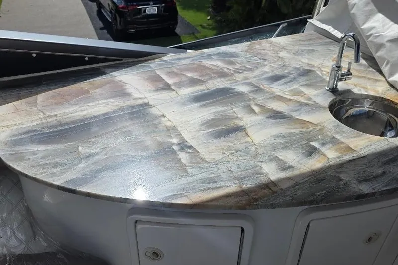 Slide: The Image of Luxurious marble countertop with sink on 2008 Neptunus Flybridge MY yacht. - 23