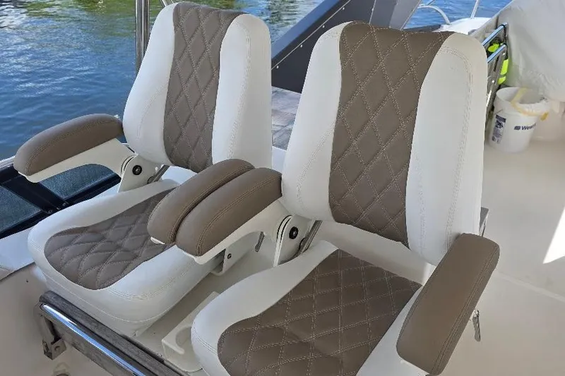 Slide: The Image of Luxurious seating on 2008 Neptunus Flybridge MY yacht, featuring quilted upholstery. - 34