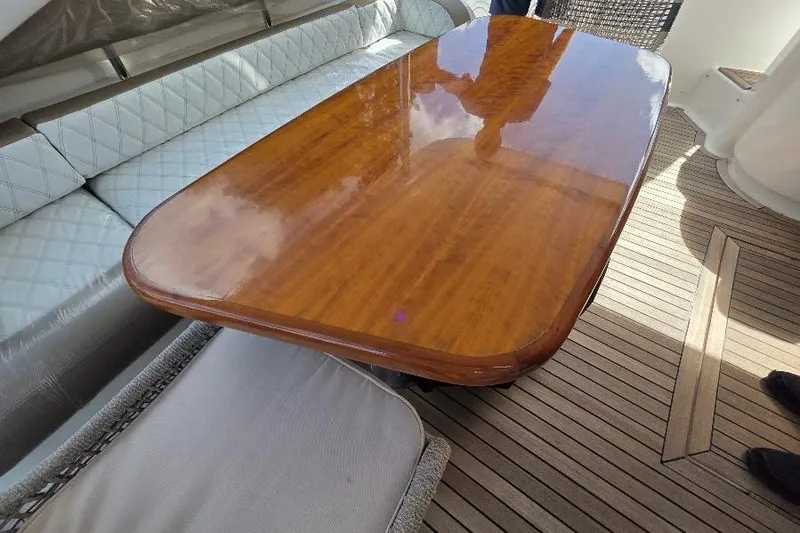 Slide: The Image of Luxurious wooden table on 2008 Neptunus Flybridge MY yacht deck. - 15