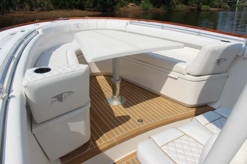 Slide: The Image of Luxurious seating area on 2019 Buddy Davis 34 Center Console boat. - 26