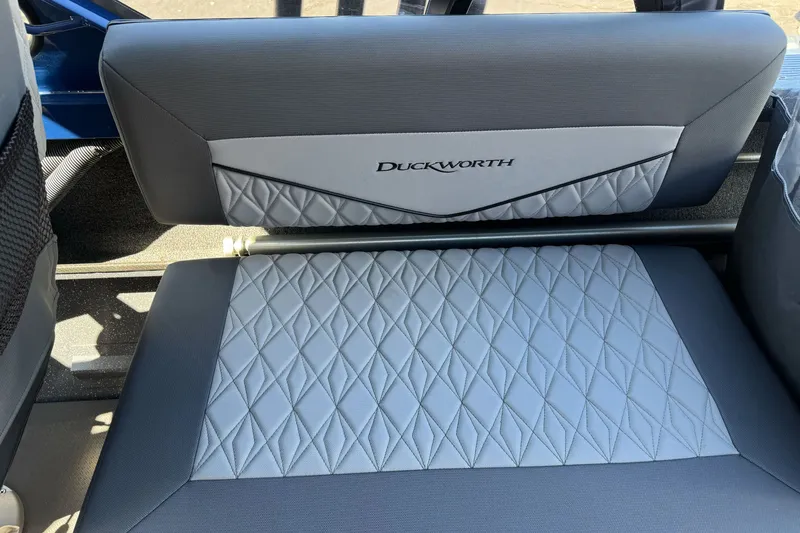 Slide: The Image of 2025 Duckworth 20 Advantage boat seat with diamond-patterned upholstery. - 23