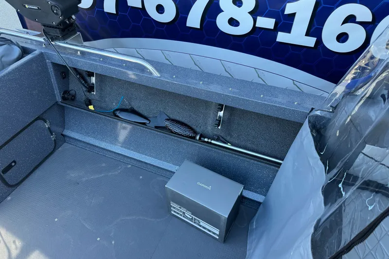 Slide: The Image of Interior of 2025 Duckworth 20 Advantage boat with Garmin equipment box. - 26