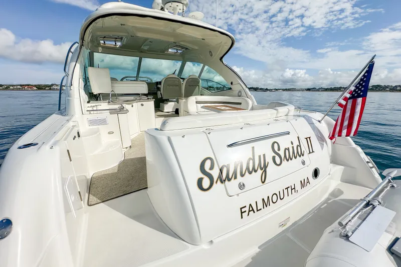 Slide: The Image of 2006 Sea Ray 48 Sundancer yacht, "Sandy Said II," docked in Falmouth, MA. - 36