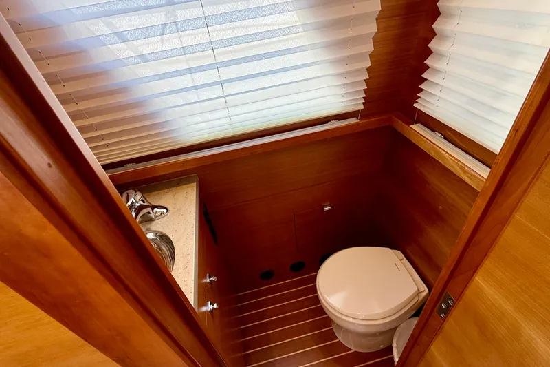 Slide: The Image of Luxurious wooden bathroom interior on a 2015 Coastal Craft 45 yacht. - 64