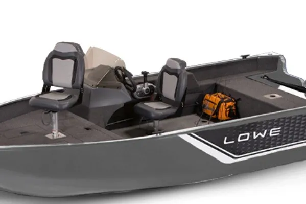 The Image of 2027 LOWE BOATS FM 1625 SC, sleek gray design, dual seats, and storage space. - 1