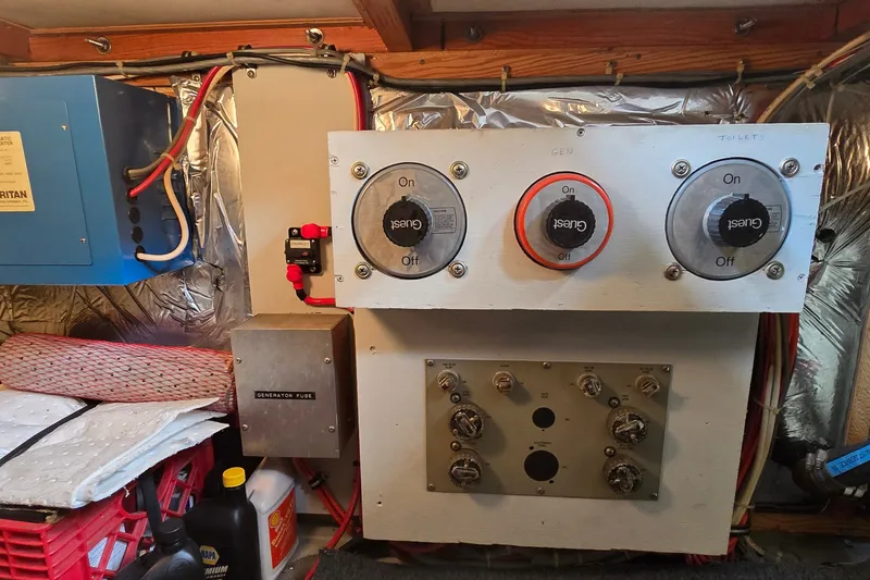 Slide: The Image of Electrical panel in a 1984 Bertram 42 Flybridge Motor Yacht engine room. - 47