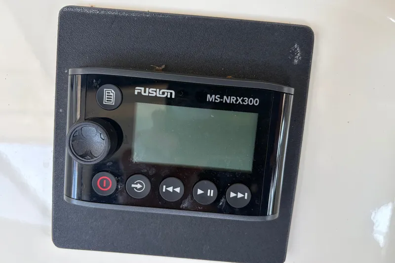 Slide: The Image of Fusion MS-NRX300 marine stereo controller on Sunseeker Camargue 51 yacht, 1997 model. - 15